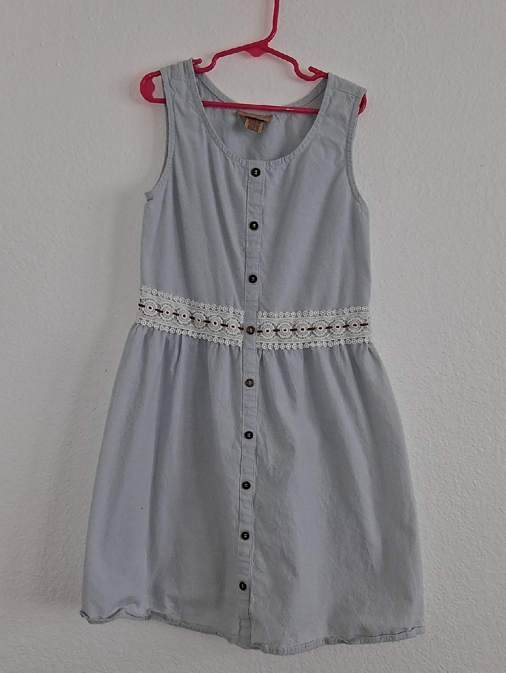 Wrangler Light Blue Button-Front Dress with Lace Waist Size Girls 10